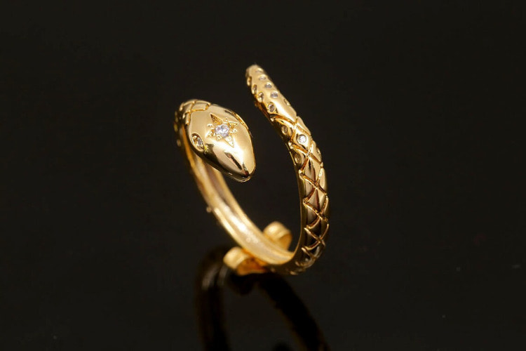 [W] CH4008-Gold Plated E-Coat-(20pcs)-CZ Snake Ring, Adjustable Gold Ring-Layering Ring-Everyday Jewelry-Jewelry Findings-Wholesale Ring, [PRODUCT_SEARCH_KEYWORD], JEWELFINGER-INBEAD, [CURRENT_CATE_NAME]