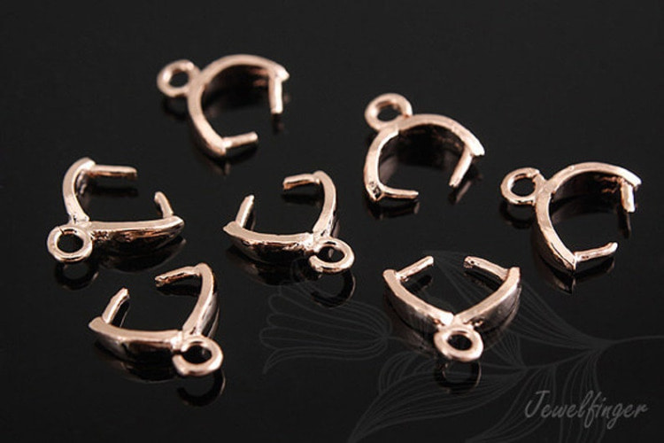 E718-Pink Gold Plated-(4pcs)-Pinch Bail-Pendant Bail-Pinch Clip Bail-Wholesale Bail, [PRODUCT_SEARCH_KEYWORD], JEWELFINGER-INBEAD, [CURRENT_CATE_NAME]