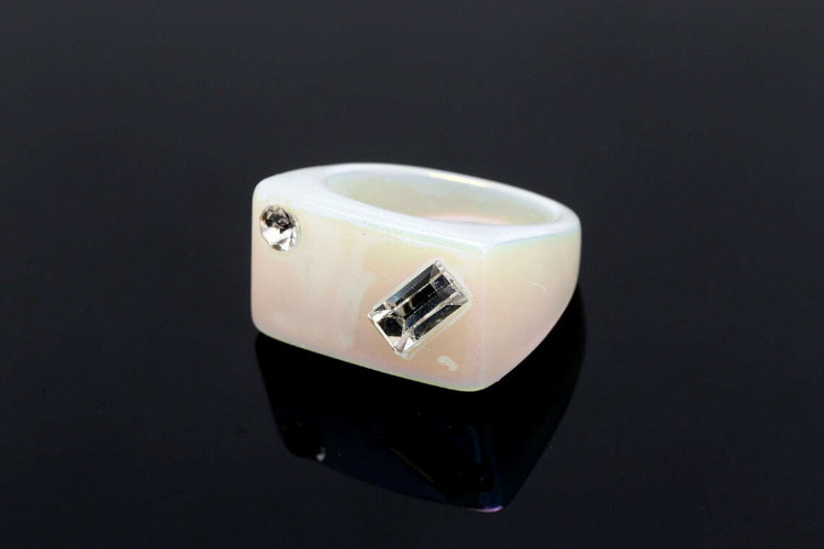 H532-Epoxy Ring-(1piece)-Cubic Stone Epoxy Ring US Size 8 1/2-Simple Ring-Hologram White Ring-Unique Ring-Wholesale Ring, [PRODUCT_SEARCH_KEYWORD], JEWELFINGER-INBEAD, [CURRENT_CATE_NAME]