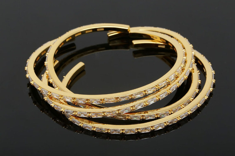 R029-Gold Plated-(1piece)-Special CZ Bracelet-Baguette Cut CZ Bangle-Wholesale Bracelet, [PRODUCT_SEARCH_KEYWORD], JEWELFINGER-INBEAD, [CURRENT_CATE_NAME]