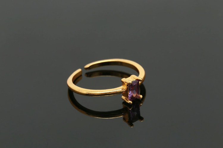R051-Gold Plated e-coat Anti Tarnish-(1piece)-Purple Cubic Simple Ring, Adjustable Gold Cubic Ring-Everyday Jewelry-Jewelry Findings-Wholesale Ring, [PRODUCT_SEARCH_KEYWORD], JEWELFINGER-INBEAD, [CURRENT_CATE_NAME]