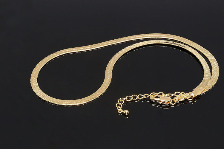 [W] B399-Gold Plated E-Coat Anti Tarnish Chain-SPD 150 6DC 4.5mm Snake Chain-41cm+Extender 5cm Flat Snake Chain-Readymade Neckalce(20pcs), [PRODUCT_SEARCH_KEYWORD], JEWELFINGER-INBEAD, [CURRENT_CATE_NAME]