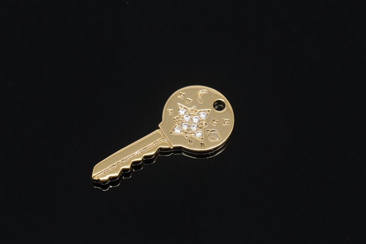 [W] M1959-Gold Plated-(20pcs)-CZ Moon&amp;Star Key Charms-Necklace Earrings Making Supply-Wholesale Pendants, [PRODUCT_SEARCH_KEYWORD], JEWELFINGER-INBEAD, [CURRENT_CATE_NAME]