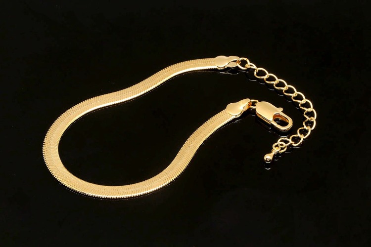 R001-Gold Plated E-Coat Anti Tarnish-SPD 150 6DC 4.5mm Snake Chain Bracelet-16cm+Extender 5cm E-Coat Anti Tarnish Bold Chain Bracelet (1piece), [PRODUCT_SEARCH_KEYWORD], JEWELFINGER-INBEAD, [CURRENT_CATE_NAME]
