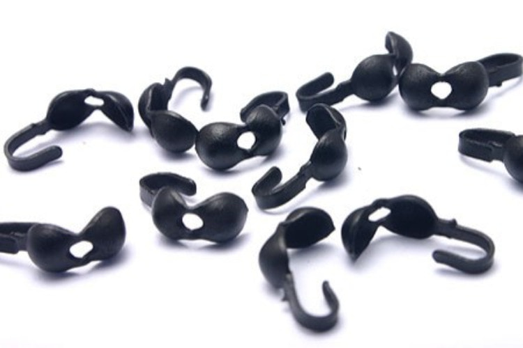 B068-Matt Black Plated-(60pcs)-End Tip Cove- Bead Tip Clamshells-Fold Over Crimp Bead-Knot Tip Cover Ends-Knot Covers-Connector Beads-Wholesale Zip, [PRODUCT_SEARCH_KEYWORD], JEWELFINGER-INBEAD, [CURRENT_CATE_NAME]