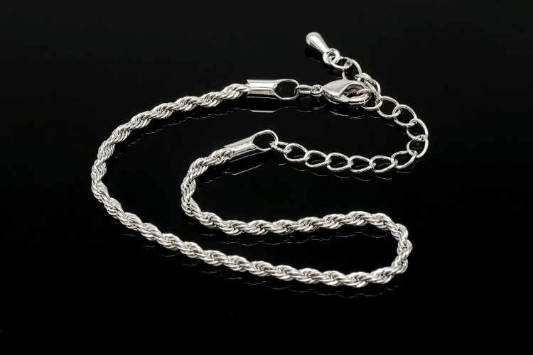[W] R013-Ternary Alloy Plated-FR 0.5 Rope Chain Bracelet-16cm+Extender5cm (20pcs), [PRODUCT_SEARCH_KEYWORD], JEWELFINGER-INBEAD, [CURRENT_CATE_NAME]