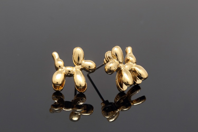 [W] M1957-Gold Plated-(10pairs)-15*14mm Poodle Earrings-Jewelry Findings-Titanium Post, [PRODUCT_SEARCH_KEYWORD], JEWELFINGER-INBEAD, [CURRENT_CATE_NAME]