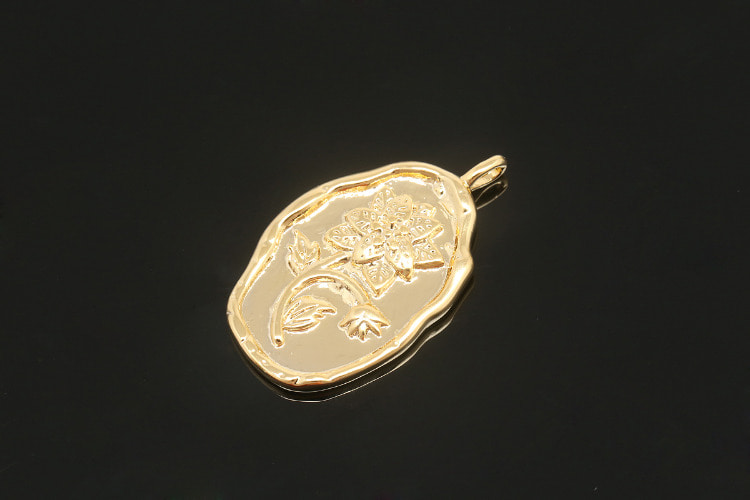 CH6038-Gold Plated Birth Flower-(1piece)-December Poinsettia-Floral Flower Tag Charm-Wholesale Pendants, [PRODUCT_SEARCH_KEYWORD], JEWELFINGER-INBEAD, [CURRENT_CATE_NAME]