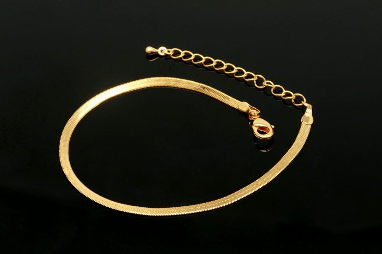 [W] R047-Gold Plated E-Coat Anti Tarnish-SPD 135 6DC 3mm Snake Chain Anklet-19cm+Extender 5cm (20pcs), [PRODUCT_SEARCH_KEYWORD], JEWELFINGER-INBEAD, [CURRENT_CATE_NAME]