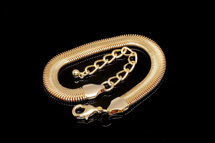 C819-Gold Plated E-Coat Anti Tarnish-HK 8.0D Snake Chain Bracelet-16cm+Extender 6cm -Herringbone Bracelet(1piece), [PRODUCT_SEARCH_KEYWORD], JEWELFINGER-INBEAD, [CURRENT_CATE_NAME]