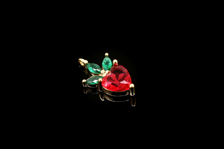 [W] CH6003-Gold Plated-(20pcs)-Dainty Fruit Charms-Tiny Cubic Strawberry Pendant-Wholesale Charms, [PRODUCT_SEARCH_KEYWORD], JEWELFINGER-INBEAD, [CURRENT_CATE_NAME]