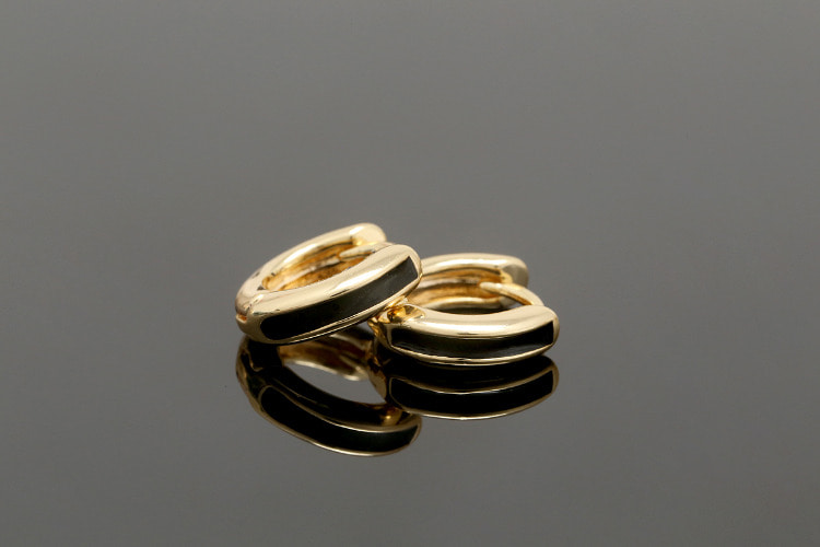 CH6050-Gold Plated (1pairs)-12mm Black Epoxy Round Lever Back Earrings-Enamel Earrings-Nickel Free, [PRODUCT_SEARCH_KEYWORD], JEWELFINGER-INBEAD, [CURRENT_CATE_NAME]