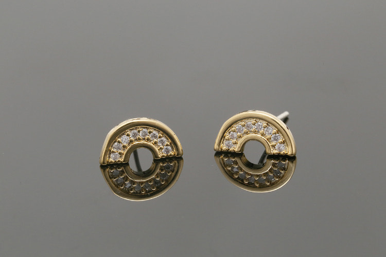 [W] CH6021-Gold Plated-(10pairs)-Dainty Rainbow Earrings-Cubic Rainbow Earrings-Nickel Free-Silver Post, [PRODUCT_SEARCH_KEYWORD], JEWELFINGER-INBEAD, [CURRENT_CATE_NAME]