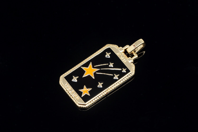 [W] CH6054-Gold Plated E-Coat Anti Tarnish-(10pcs)-Enamel Tarot Card Pendants-Medallion Necklace Charm-Wholesale Pendants, [PRODUCT_SEARCH_KEYWORD], JEWELFINGER-INBEAD, [CURRENT_CATE_NAME]