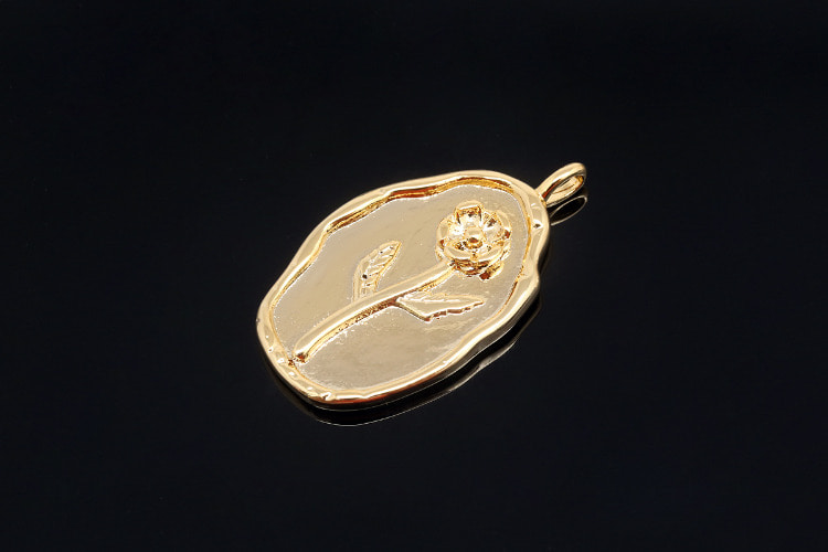 [W] CH6034-Gold Plated Birth Flower-(10pcs)-August Poppy-Floral Flower Tag Charm-Wholesale Pendants, [PRODUCT_SEARCH_KEYWORD], JEWELFINGER-INBEAD, [CURRENT_CATE_NAME]
