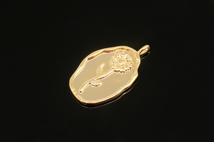 CH6035-Gold Plated Birth Flower-(1piece)-September Aster-Floral Flower Tag Charm-Wholesale Pendants, [PRODUCT_SEARCH_KEYWORD], JEWELFINGER-INBEAD, [CURRENT_CATE_NAME]