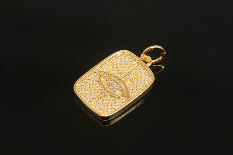 CH6025-Gold Plated-(2pcs)-CZ Evil Eye Charms-Medallion Necklace Charm-Wholesale Charms, [PRODUCT_SEARCH_KEYWORD], JEWELFINGER-INBEAD, [CURRENT_CATE_NAME]