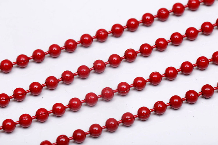 [W] A557-2.3mm Ball Coating Chain-Red Color Chain (20M), [PRODUCT_SEARCH_KEYWORD], JEWELFINGER-INBEAD, [CURRENT_CATE_NAME]