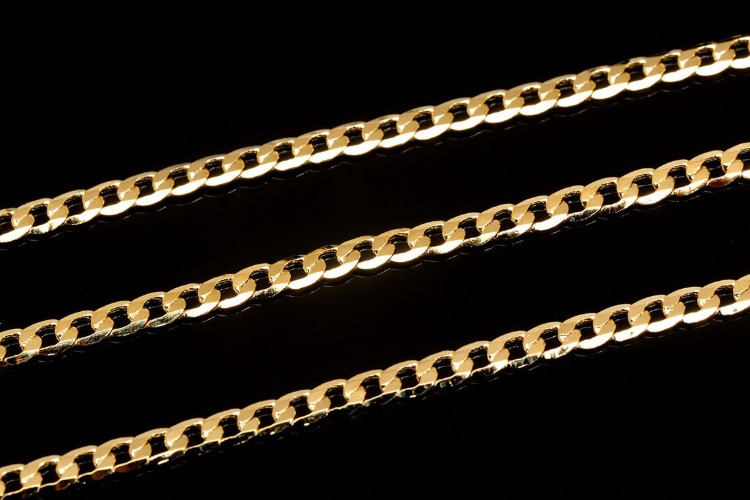 A027-Gold Plated 160B D/C Chain-2.5*3.5mm Flat Oval Chain (1M), [PRODUCT_SEARCH_KEYWORD], JEWELFINGER-INBEAD, [CURRENT_CATE_NAME]
