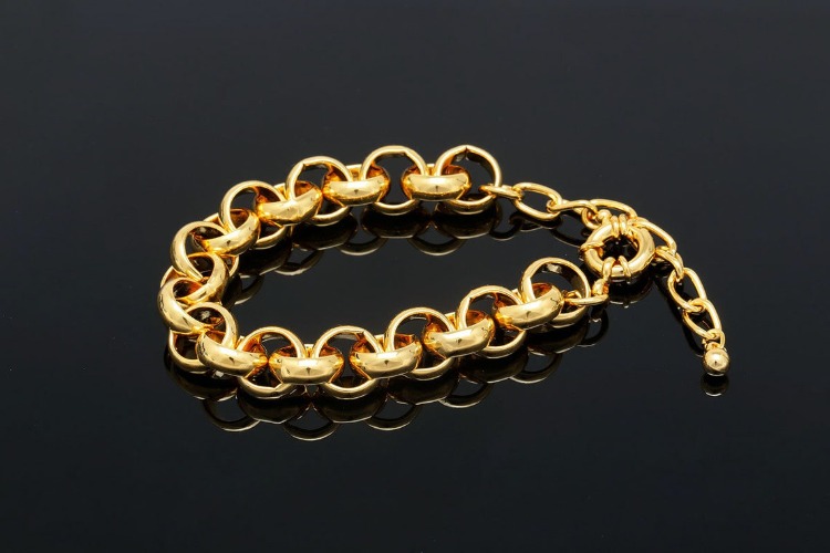 [W] R005-Gold Plated E-Coat Anti Tarnish 11mm BL Chain Bracelet-16cm+Extender 5cm(20pcs), [PRODUCT_SEARCH_KEYWORD], JEWELFINGER-INBEAD, [CURRENT_CATE_NAME]