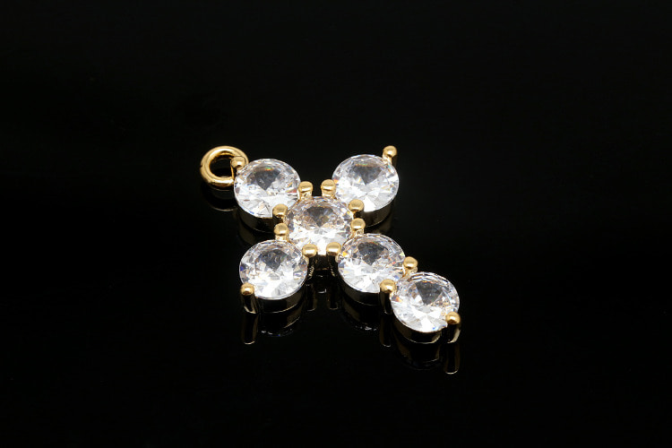 CH5086-Gold Plated-(1piece)-CZ Cross Charms-Necklace Earrings Making Supply-Wholesale Pendants, [PRODUCT_SEARCH_KEYWORD], JEWELFINGER-INBEAD, [CURRENT_CATE_NAME]