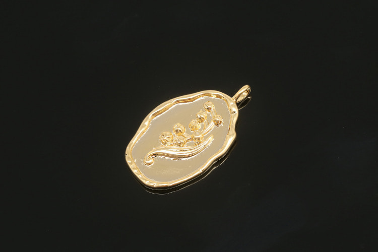 CH6031-Gold Plated Birth Flower-(1piece)-May Lily of the Valley-Floral Flower Tag Charm-Wholesale Pendants, [PRODUCT_SEARCH_KEYWORD], JEWELFINGER-INBEAD, [CURRENT_CATE_NAME]