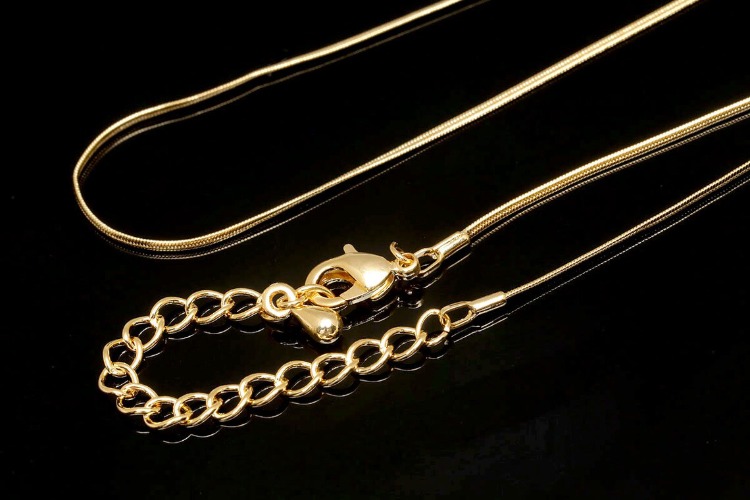B223-SN120 Flat Snake Chain-41cm+Extender 5 cm Gold Plated   Tiny Snake Chain-Readymade Neckalced (1piece), [PRODUCT_SEARCH_KEYWORD], JEWELFINGER-INBEAD, [CURRENT_CATE_NAME]
