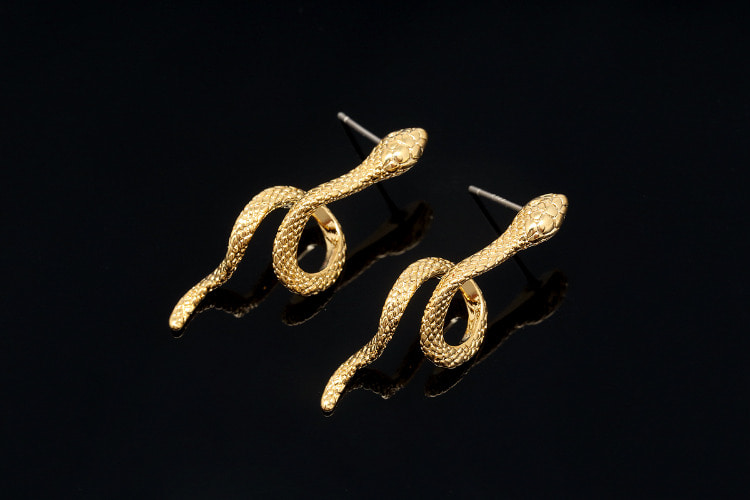 [W] CH6040-Gold Plated (10pairs)-Snake Earrings-Jewelry Findings-Jewelry Making Supply-Silver Post, [PRODUCT_SEARCH_KEYWORD], JEWELFINGER-INBEAD, [CURRENT_CATE_NAME]