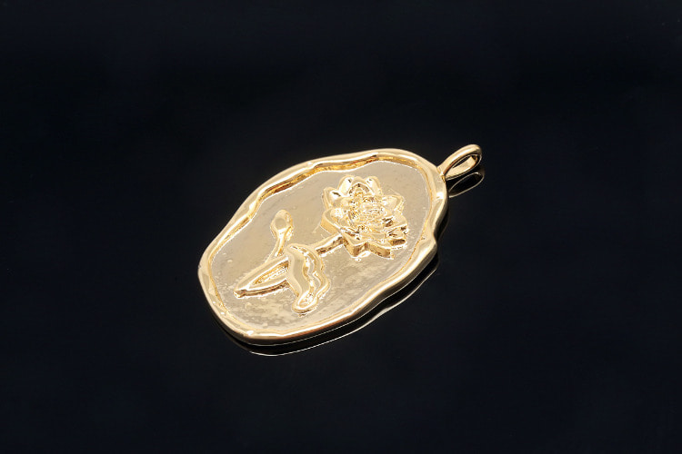 [W] CH6033-Gold Plated Birth Flower-(10pcs)-July Water Lily-Floral Flower Tag Charm-Wholesale Pendants, [PRODUCT_SEARCH_KEYWORD], JEWELFINGER-INBEAD, [CURRENT_CATE_NAME]