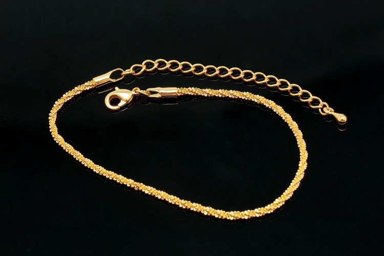 R050-Gold Plated E-Coat Anti Tarnish-235 TRY Chain Anklet-16cm+Extender 5cm (1piece), [PRODUCT_SEARCH_KEYWORD], JEWELFINGER-INBEAD, [CURRENT_CATE_NAME]