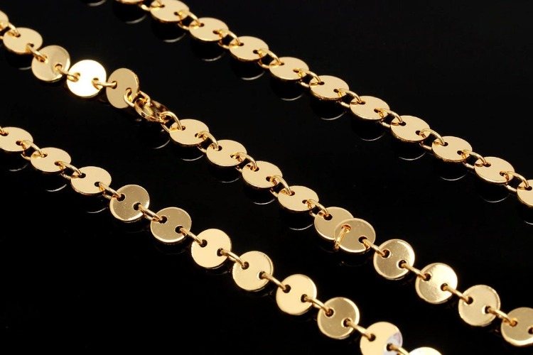 A183-Gold Plated-4mm Disc Link Chain-Tiny Coin Chain (1M), [PRODUCT_SEARCH_KEYWORD], JEWELFINGER-INBEAD, [CURRENT_CATE_NAME]