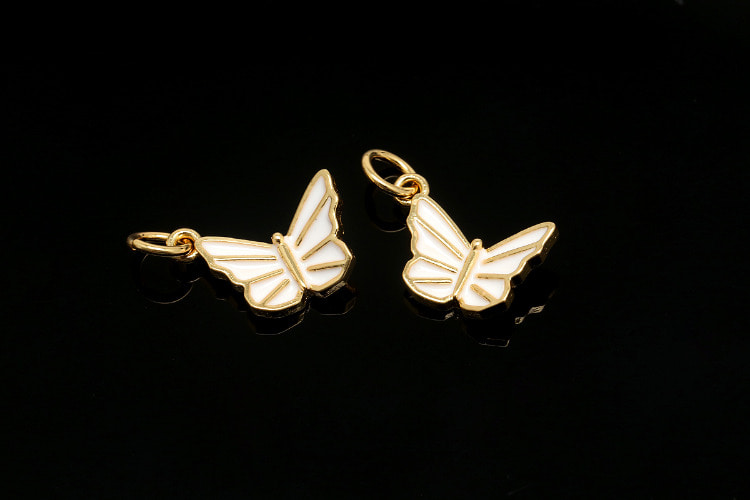 [W] CH5082-Gold Plated-(20pcs)-Tiny Epoxy Butterfly Pendant-White Epoxy Butterfly Charms-Wholesale Charms, [PRODUCT_SEARCH_KEYWORD], JEWELFINGER-INBEAD, [CURRENT_CATE_NAME]