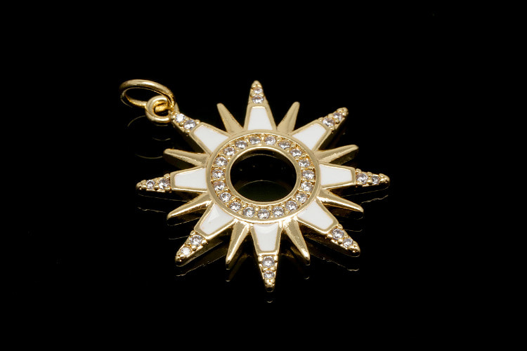 [W] CH5083-Gold Plated-(10pcs)-CZ Sun Pendant-White Epoxy Sun Charms-Wholesale Pendants, [PRODUCT_SEARCH_KEYWORD], JEWELFINGER-INBEAD, [CURRENT_CATE_NAME]