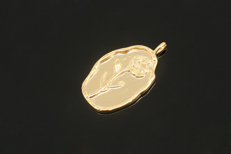 CH6036-Gold Plated Birth Flower-(1piece)-October Marigold-Floral Flower Tag Charm-Wholesale Pendants, [PRODUCT_SEARCH_KEYWORD], JEWELFINGER-INBEAD, [CURRENT_CATE_NAME]
