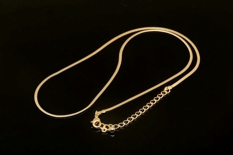[W] B480-SPD 125 6D/C Flat Snake Chain-41cm+Extender 5 cm Gold Plated   Tiny Snake Chain-Readymade Neckalced (20pcs), [PRODUCT_SEARCH_KEYWORD], JEWELFINGER-INBEAD, [CURRENT_CATE_NAME]