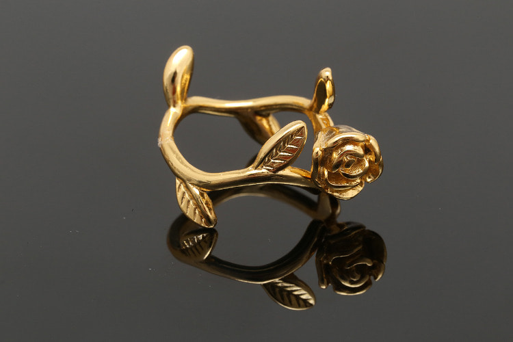 [W] CH6024-Gold Plated E-Coat Anti Tarnish-(20pcs)-Rose Unique Ring-Adjustable Gold Ring-Layering Ring-Everyday Jewelry-Jewelry Findings-Wholesale Ring, [PRODUCT_SEARCH_KEYWORD], JEWELFINGER-INBEAD, [CURRENT_CATE_NAME]