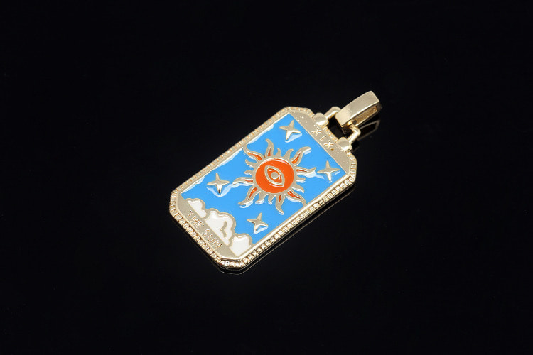 [W] CH6055-Gold Plated E-Coat Anti Tarnish-(10pcs)-Enamel Tarot Card Pendants-Medallion Necklace Charm-Wholesale Pendants, [PRODUCT_SEARCH_KEYWORD], JEWELFINGER-INBEAD, [CURRENT_CATE_NAME]