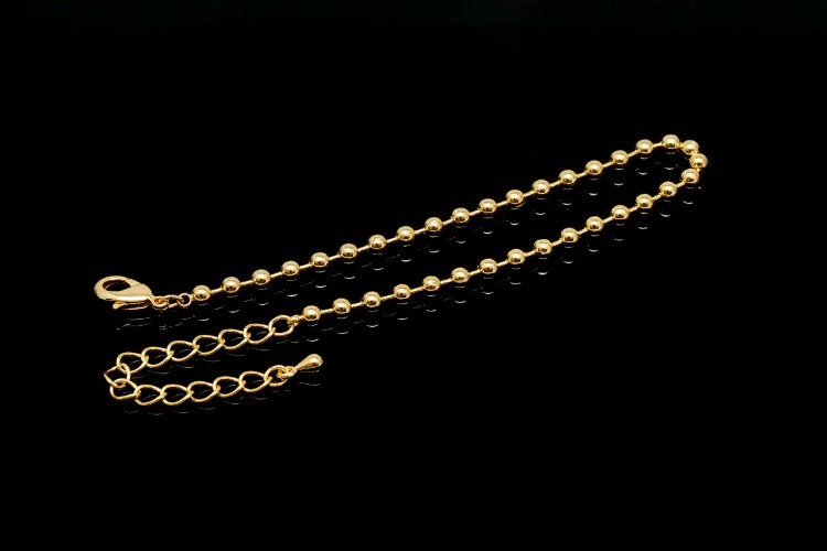 R011-Gold Plated E-Coat Anti Tarnish-3.2mm Ball Chain Bracelet-16cm+Extender 5cm(1piece), [PRODUCT_SEARCH_KEYWORD], JEWELFINGER-INBEAD, [CURRENT_CATE_NAME]