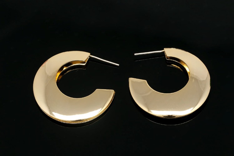 CH7017-Gold Plated (1pairs)-31mm Unique Earrings-Half Moon Earrings-Jewelry Findings-Silver Post, [PRODUCT_SEARCH_KEYWORD], JEWELFINGER-INBEAD, [CURRENT_CATE_NAME]