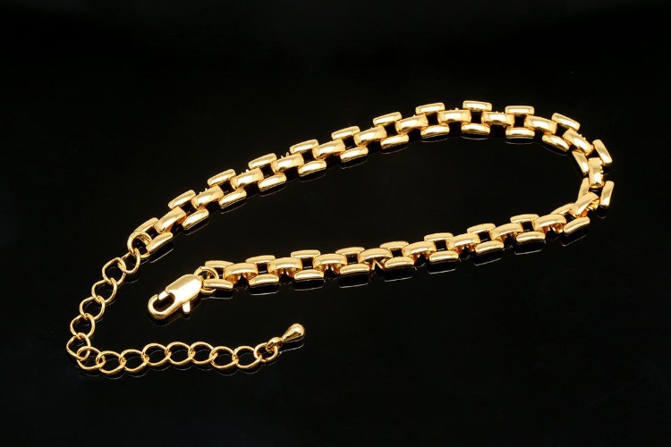 [W] R061-Gold Plated E-Coat Anti Tarnish-5.5mm Bold Square Bracelet-16cm+Extender 5cm (20pcs), [PRODUCT_SEARCH_KEYWORD], JEWELFINGER-INBEAD, [CURRENT_CATE_NAME]