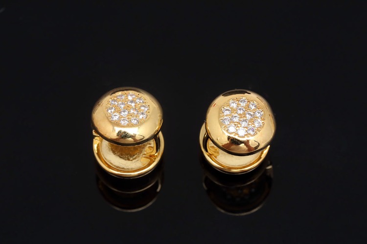 CH7014-Gold Plated-(1pairs)-10mm CZ Round Lever Back Earrings-Nickel Free, [PRODUCT_SEARCH_KEYWORD], JEWELFINGER-INBEAD, [CURRENT_CATE_NAME]
