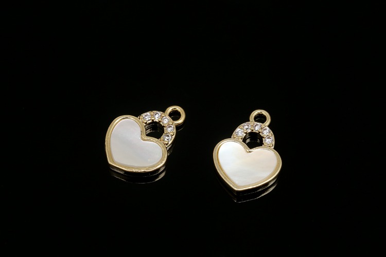 [W] M1968-Gold Plated-(20pcs)-M.O.P Heart Lock Charms-Tiny CZ Heart Pendant-Necklace Earrings Making Supply-Wholesale Charms, [PRODUCT_SEARCH_KEYWORD], JEWELFINGER-INBEAD, [CURRENT_CATE_NAME]