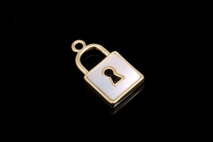 [W] M1966-Gold Plated-(20pcs)-M.O.P Padlock Charms-Tiny Lock Pendant-Necklace Earrings Making Supply-Wholesale Charms, [PRODUCT_SEARCH_KEYWORD], JEWELFINGER-INBEAD, [CURRENT_CATE_NAME]