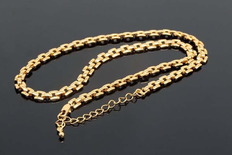 R062-Gold Plated E-Coat Anti Tarnish-5.5mm Bold Square Necklace-41cm+Extender 5cm (1piece), [PRODUCT_SEARCH_KEYWORD], JEWELFINGER-INBEAD, [CURRENT_CATE_NAME]