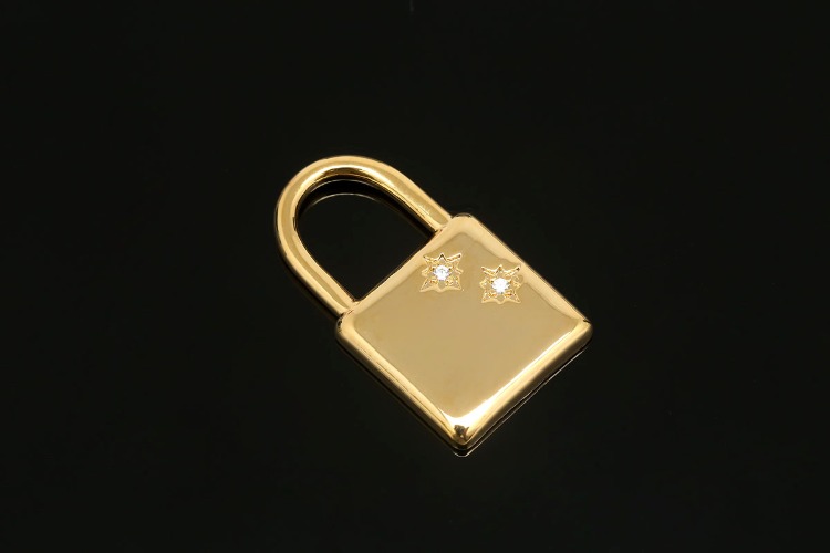 [W] E827-Gold Plated-(10pcs)-CZ Lock Charms-CZ Lock Pendant-Necklace Earrings Making Supply -Wholesale Pendants, [PRODUCT_SEARCH_KEYWORD], JEWELFINGER-INBEAD, [CURRENT_CATE_NAME]