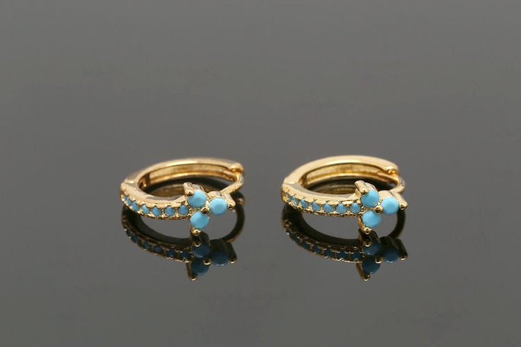 [W] CH7006-Gold Plated-(10pairs)-11.5mm Turquoise Cubic Lever Back Earrings-Nickel Free, [PRODUCT_SEARCH_KEYWORD], JEWELFINGER-INBEAD, [CURRENT_CATE_NAME]