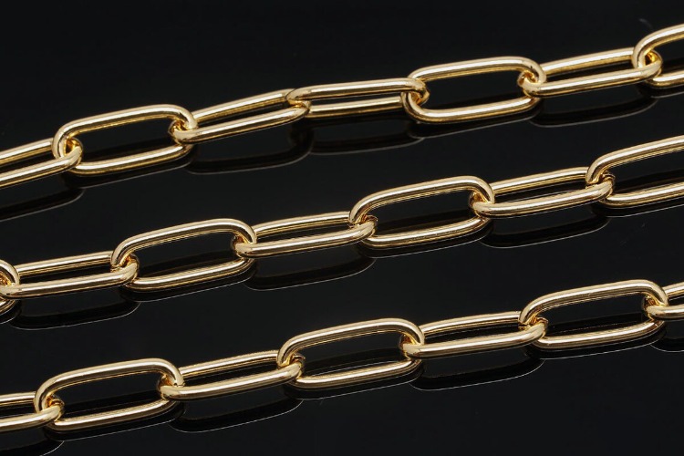 A068-Gold Plated-210 LB Chain-4*10mm Cable Chain(1M), [PRODUCT_SEARCH_KEYWORD], JEWELFINGER-INBEAD, [CURRENT_CATE_NAME]