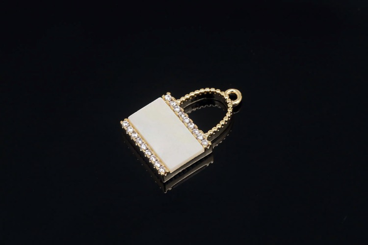 [W] M1976-Gold Plated-(20pcs)-M.O.P Lock Charms-CZ Lock Pendant-Necklace Earrings Making Supply-Wholesale Charms, [PRODUCT_SEARCH_KEYWORD], JEWELFINGER-INBEAD, [CURRENT_CATE_NAME]