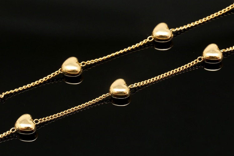 [W] A064-Gold Plated-CCB 6mm Heart Chain (10M), [PRODUCT_SEARCH_KEYWORD], JEWELFINGER-INBEAD, [CURRENT_CATE_NAME]