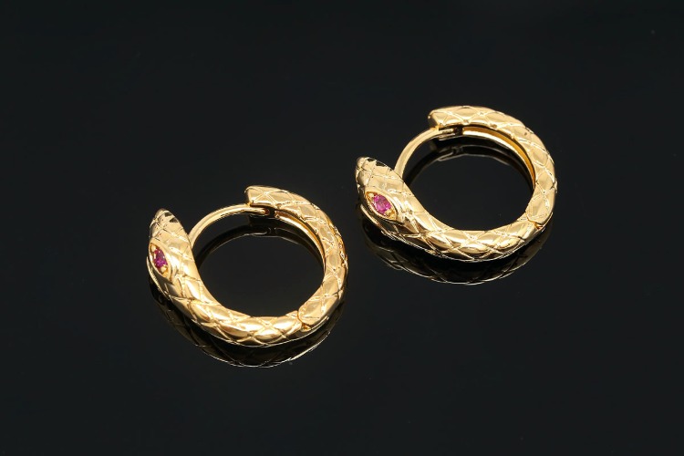 CH7003-Gold Plated-(1pairs)-16.5mm Red Eye Snake Lever Back Earrings-Nickel Free, [PRODUCT_SEARCH_KEYWORD], JEWELFINGER-INBEAD, [CURRENT_CATE_NAME]